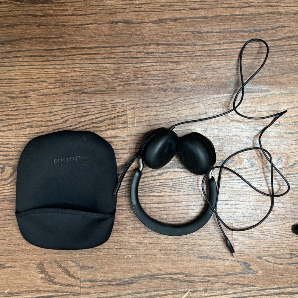 Jabra Evolve 40 Wired Stereo Headset PC Black USB A Noise Canceling Mic & Pouch
